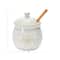Hello Honey® 3.5" White Ceramic Honey Bee Pot & Wood Dipper